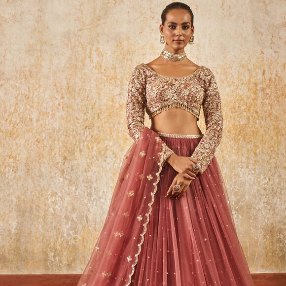 Dusty Rose Lehenga (Lashkaraa, Medium) - Picture 1 of 6